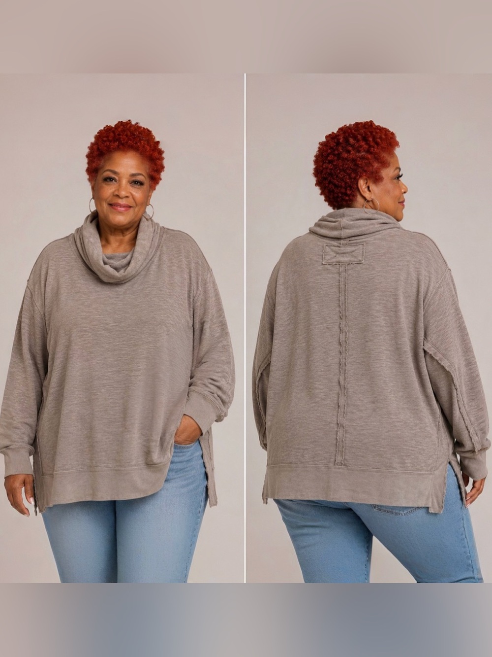 Free People Washed Gray-Green Pullover Hoodie